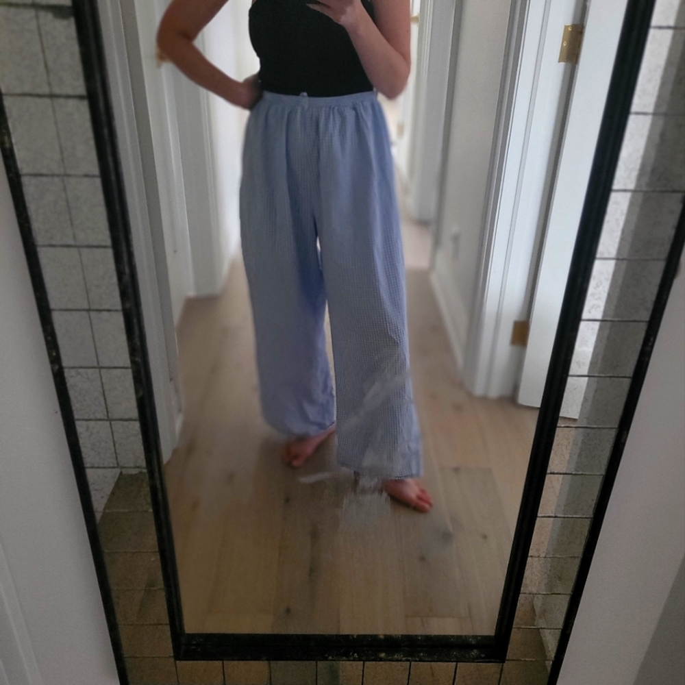 Gingham wide leg pants